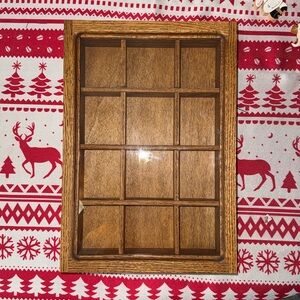 Vintage wooden Glass front trinket shelf
